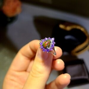 Rare Australian Black Opal Ring/Size 7